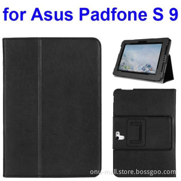 Foldable Flip Stand Leather Cover Case for Asus PadFone S 9 inch with Armband Belt